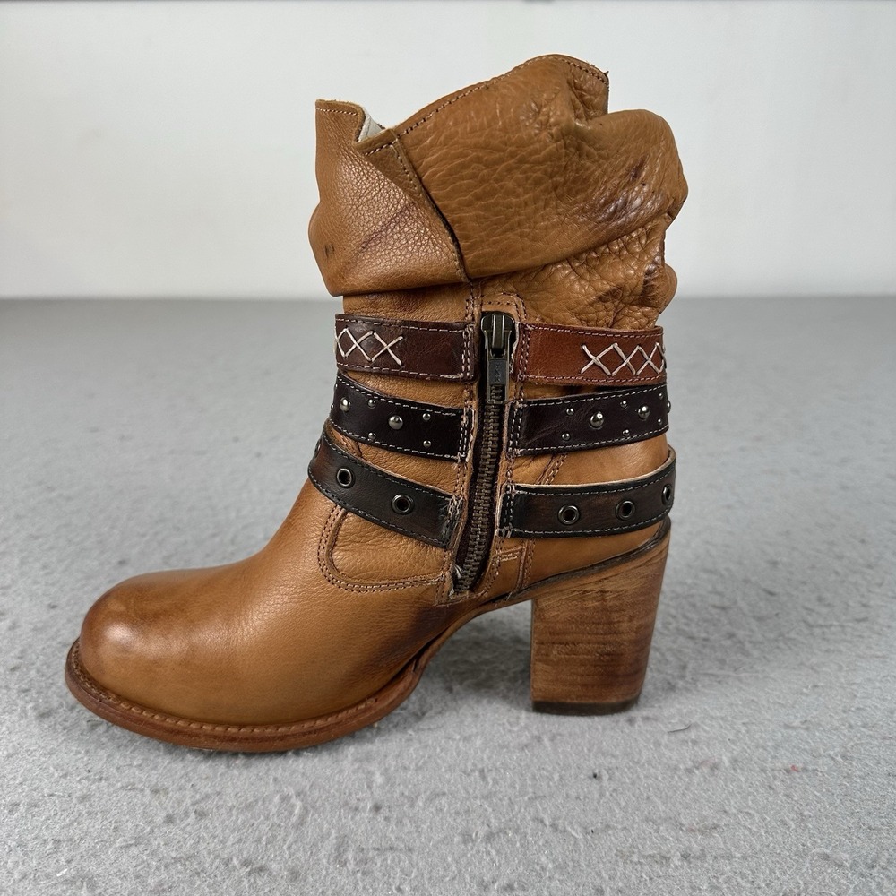 Freebird By Steven Blaine Slouch Ankle Boots Buckle Heel Brown Women's 7 - Picture 5 of 16